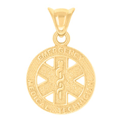 14kt Yellow Gold Womens EMT Badges Occupation Charm Pendant