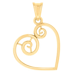14kt Yellow Gold Womens Heart Charm Pendant