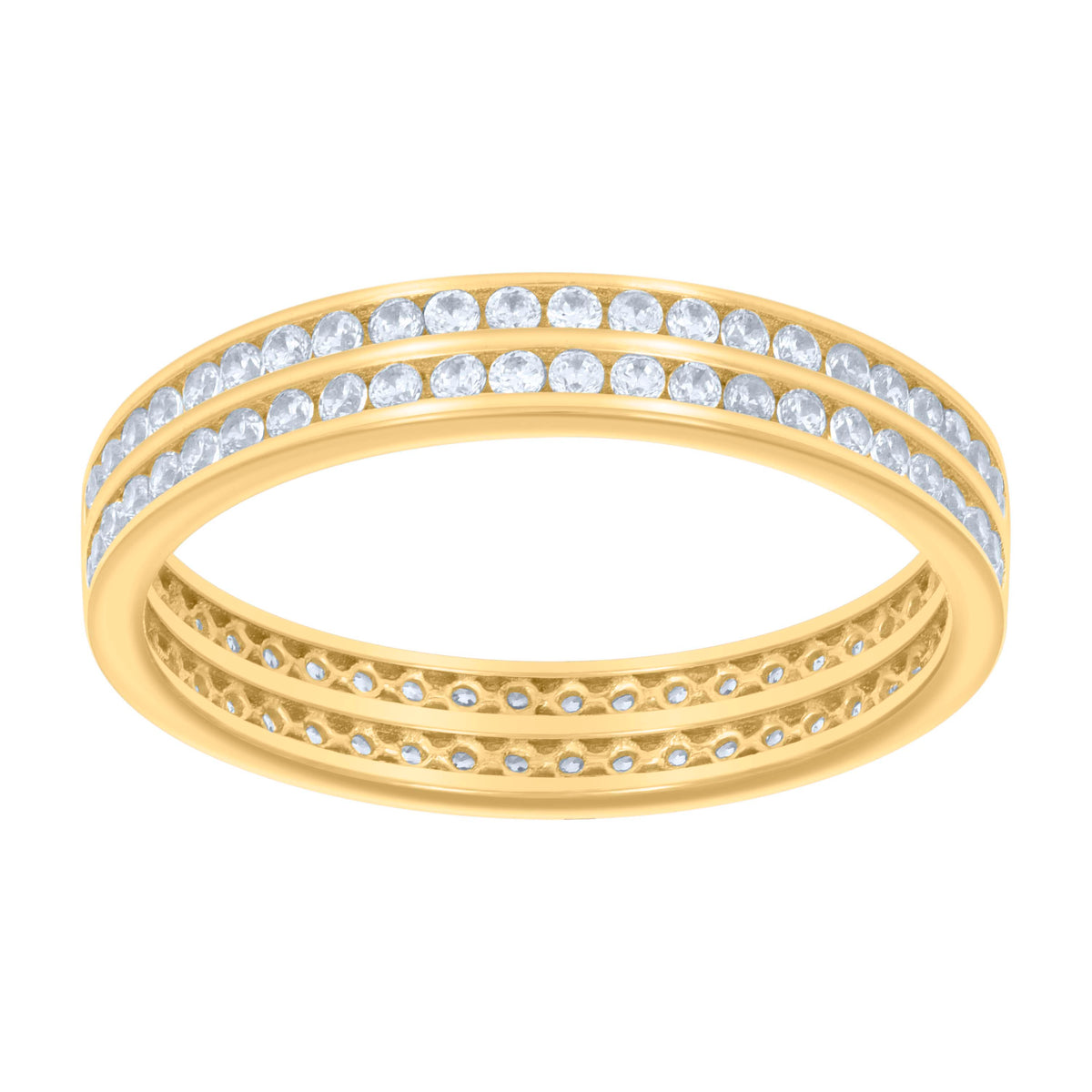 14kt Yellow Gold Womens Cubic-Zirconia Eternity Band Ring