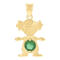 10kt Yellow Gold Womens Green Cubic-Zirconia Girl Birthstone Baby Charm Pendant