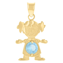 10kt Yellow Gold Womens Blue Cubic-Zirconia Girl Birthstone Baby Charm Pendant