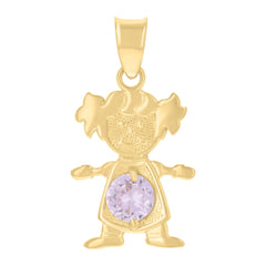 10kt Yellow Gold Womens Purple Cubic-Zirconia Girl Birthstone Baby Charm Pendant