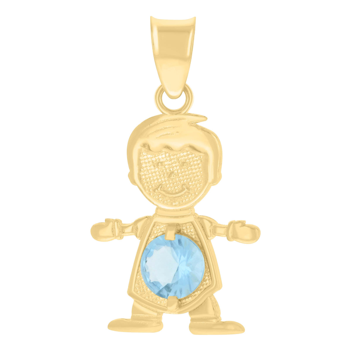 10kt Yellow Gold Mens Blue Cubic-Zirconia Boy Birthstone Baby Charm Pendant