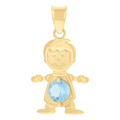 10kt Yellow Gold Mens Blue Cubic-Zirconia Boy Birthstone Baby Charm Pendant