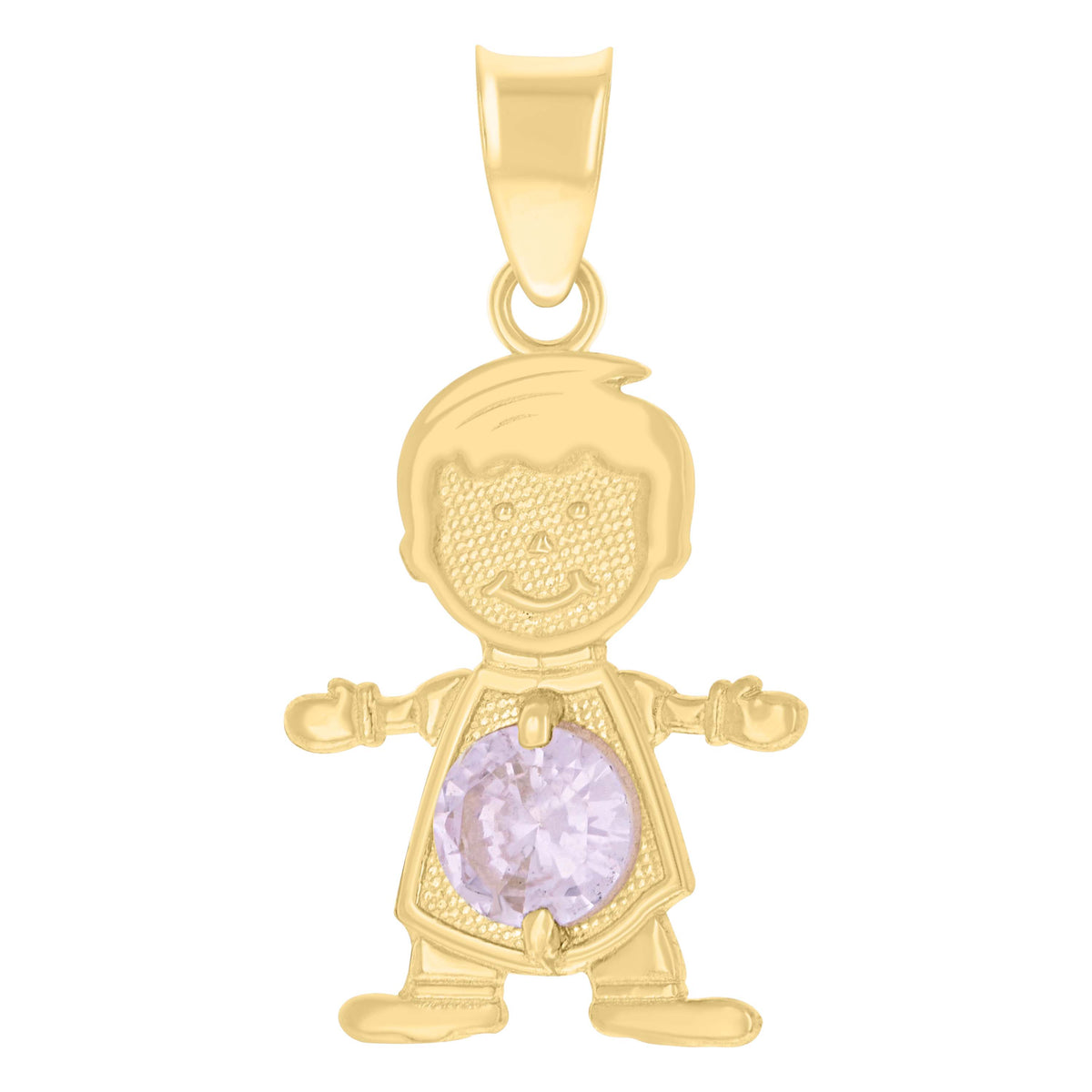 10kt Yellow Gold Mens Purple Cubic-Zirconia Boy Birthstone Baby Charm Pendant
