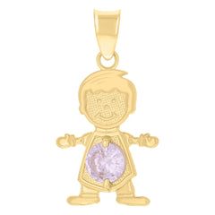 10kt Yellow Gold Mens Purple Cubic-Zirconia Boy Birthstone Baby Charm Pendant