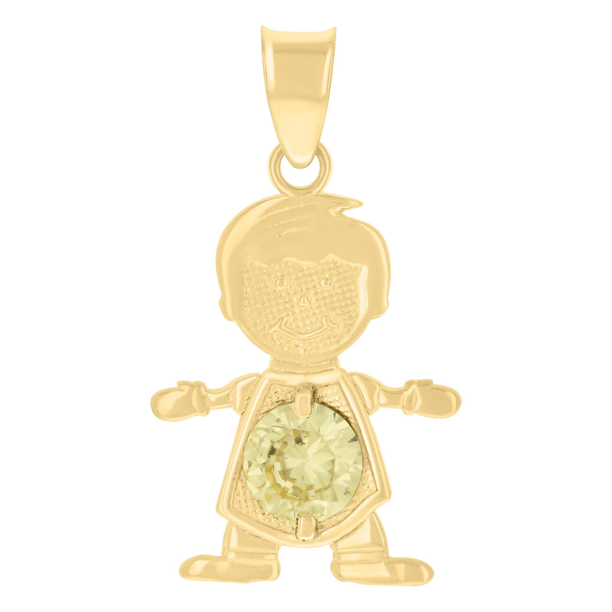10kt Yellow Gold Mens Green Cubic-Zirconia Boy Birthstone Baby Charm Pendant