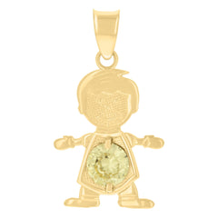 10kt Yellow Gold Mens Green Cubic-Zirconia Boy Birthstone Baby Charm Pendant