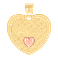14kt Two-tone Gold Womens Te Amo Heart Charm Pendant