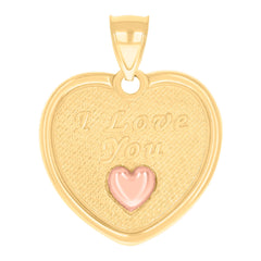 14kt Two-tone Gold Womens I Love You Heart Charm Pendant