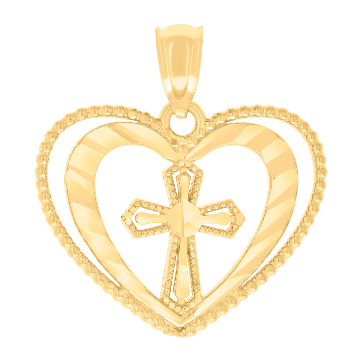 14kt Yellow Gold Womens Cross Heart Charm Pendant