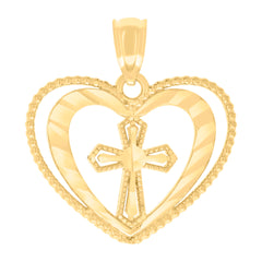 14kt Yellow Gold Womens Cross Heart Charm Pendant
