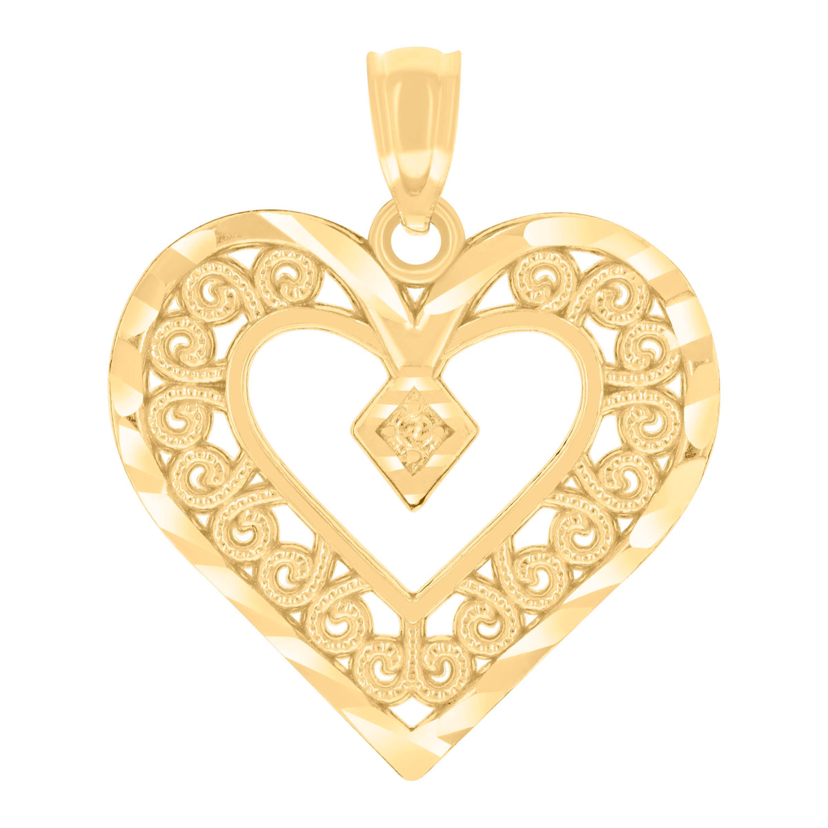 14kt Yellow Gold Womens Heart Charm Pendant