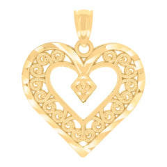 14kt Yellow Gold Womens Heart Charm Pendant