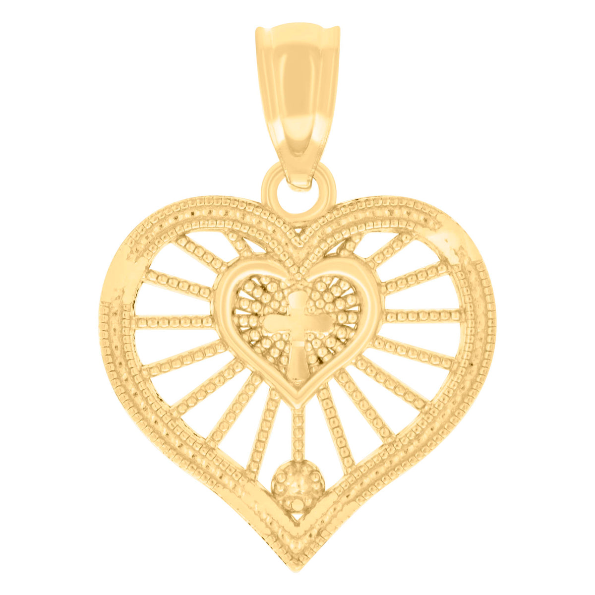 14kt Yellow Gold Womens Cross Heart Charm Pendant