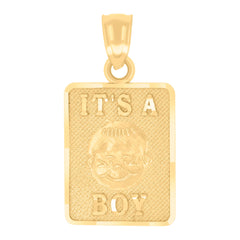 14kt Yellow Gold Womens Itís A Boy Baby Charm Pendant