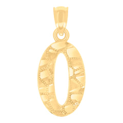 14Kt Yellow Gold Unisex Diamond-cut Nugget Unisex Initial Number 0 Charm Pendant