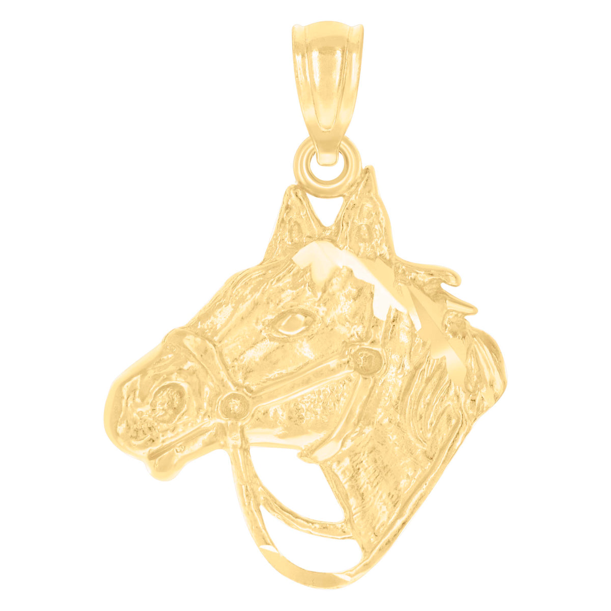 14kt Yellow Gold Unisex Horse Head Animal Wildlife Charm Pendant