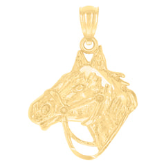 14kt Yellow Gold Unisex Horse Head Animal Wildlife Charm Pendant