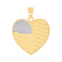 14kt Two-tone Gold Womens Heart USA FLAG Badge Charm Pendant