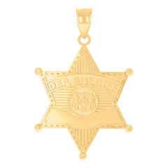 14kt Yellow Gold Unisex DEP. SHERIFF Badge Charm Pendant