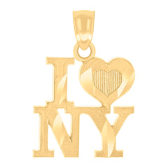14kt Yellow Gold Unisex I Love New York Heart Charm Pendant