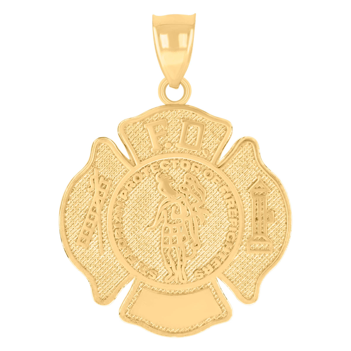 14kt Yellow Gold Mens Fire Department Badge Occupational Charm Pendant