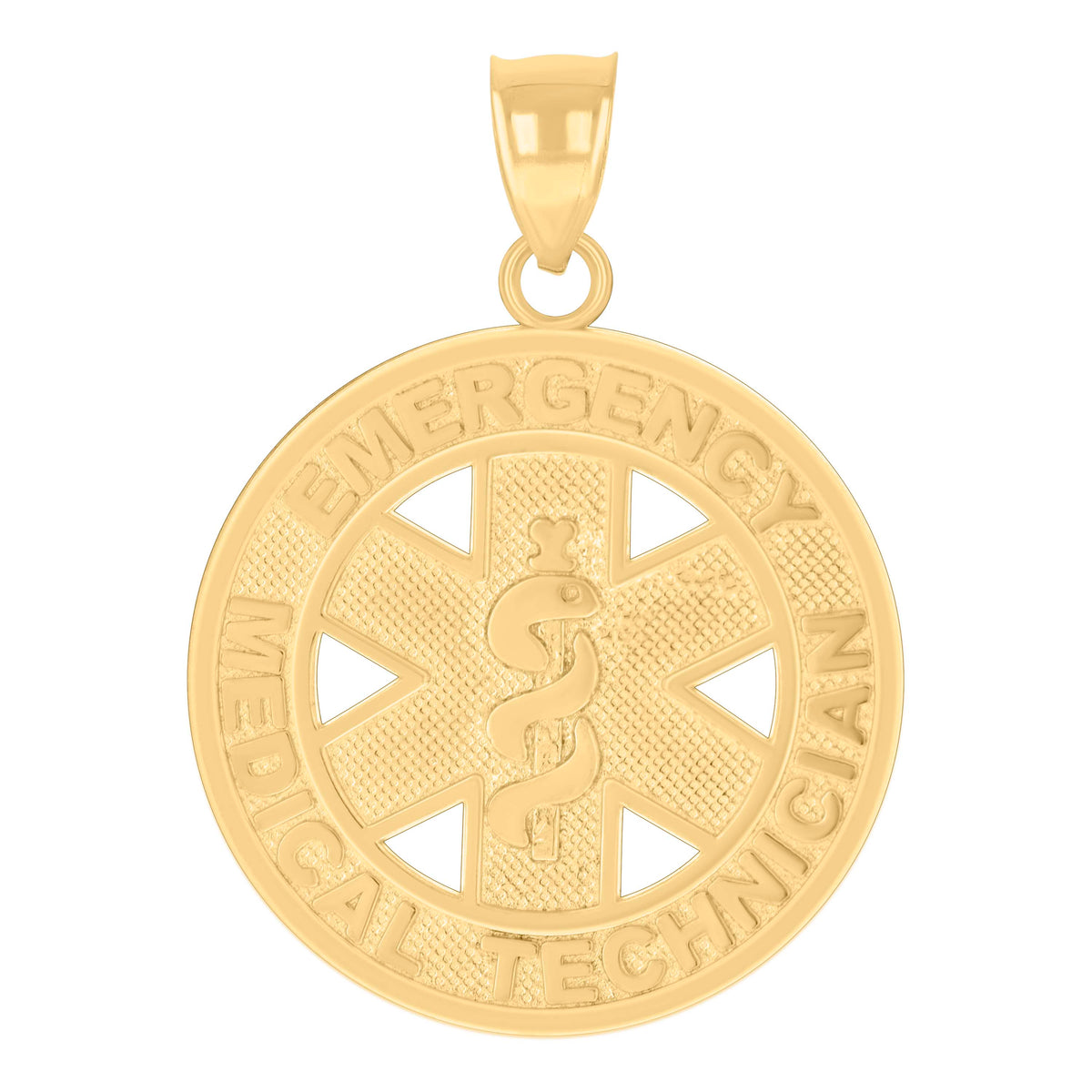 14kt Yellow Gold Unisex Emergency Medical Technician Badge Occupational Charm Pendant