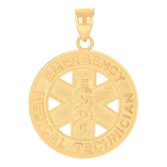 14kt Yellow Gold Unisex Emergency Medical Technician Badge Occupational Charm Pendant
