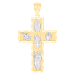 14kt Two-tone Gold Mens Four Ways Cross Religious Charm Pendant