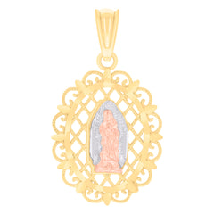 14kt Tri-Color Gold Womens Guadalupe Religious Charm Pendant