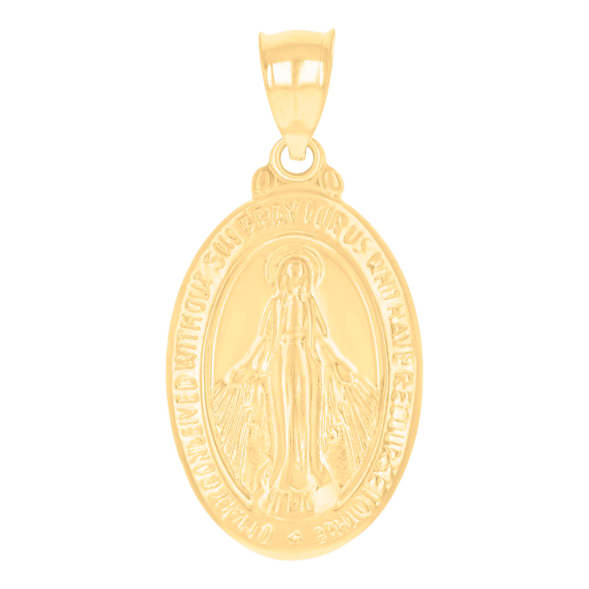 14kt Yellow Gold Womens Oval Virgin Mary Miraculous Medal Religious Charm Pendant