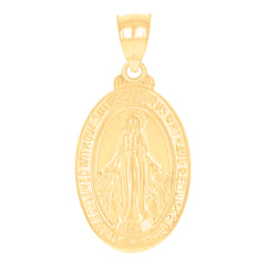14kt Yellow Gold Womens Oval Virgin Mary Miraculous Medal Religious Charm Pendant