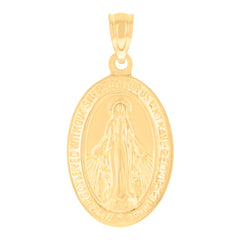 14kt Yellow Gold Womens Oval Virgin Mary Miraculous Medal Religious Charm Pendant