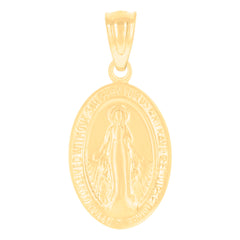 14kt Yellow Gold Womens Oval Virgin Mary Miraculous Medal Religious Charm Pendant