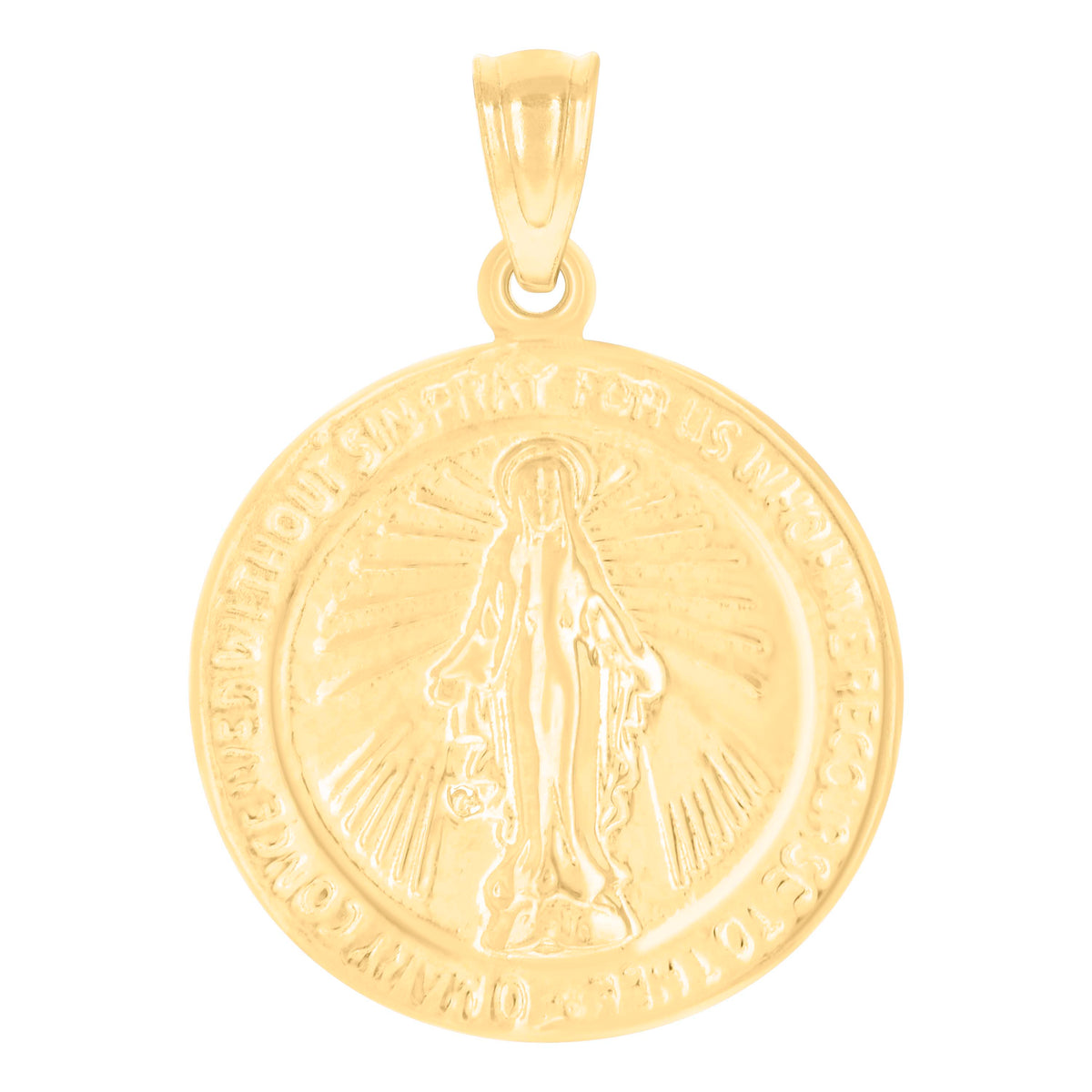 14kt Yellow Gold Womens Virgin Mary Miraculous Medal Religious Charm Pendant