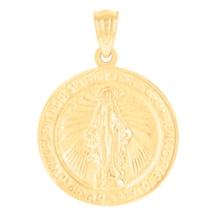 14kt Yellow Gold Womens Virgin Mary Miraculous Medal Religious Charm Pendant