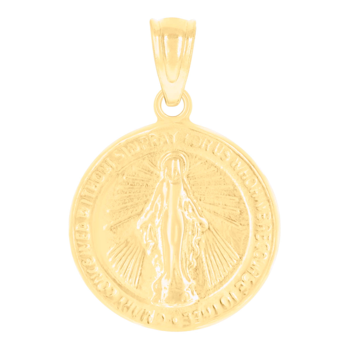 14kt Yellow Gold Womens Virgin Mary Miraculous Medal Religious Charm Pendant