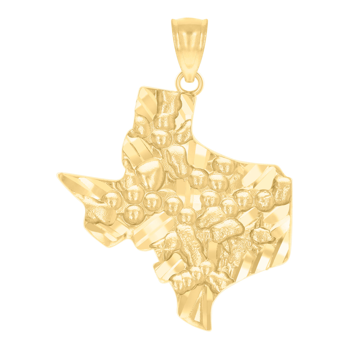 10kt Yellow Gold Mens Nugget Texas Map Charm Pendant
