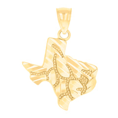 10kt Yellow Gold Unisex Nugget Texas Map Charm Pendant