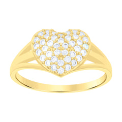 10kt Yellow Gold Womens Cubic-Zirconia Heart Ring