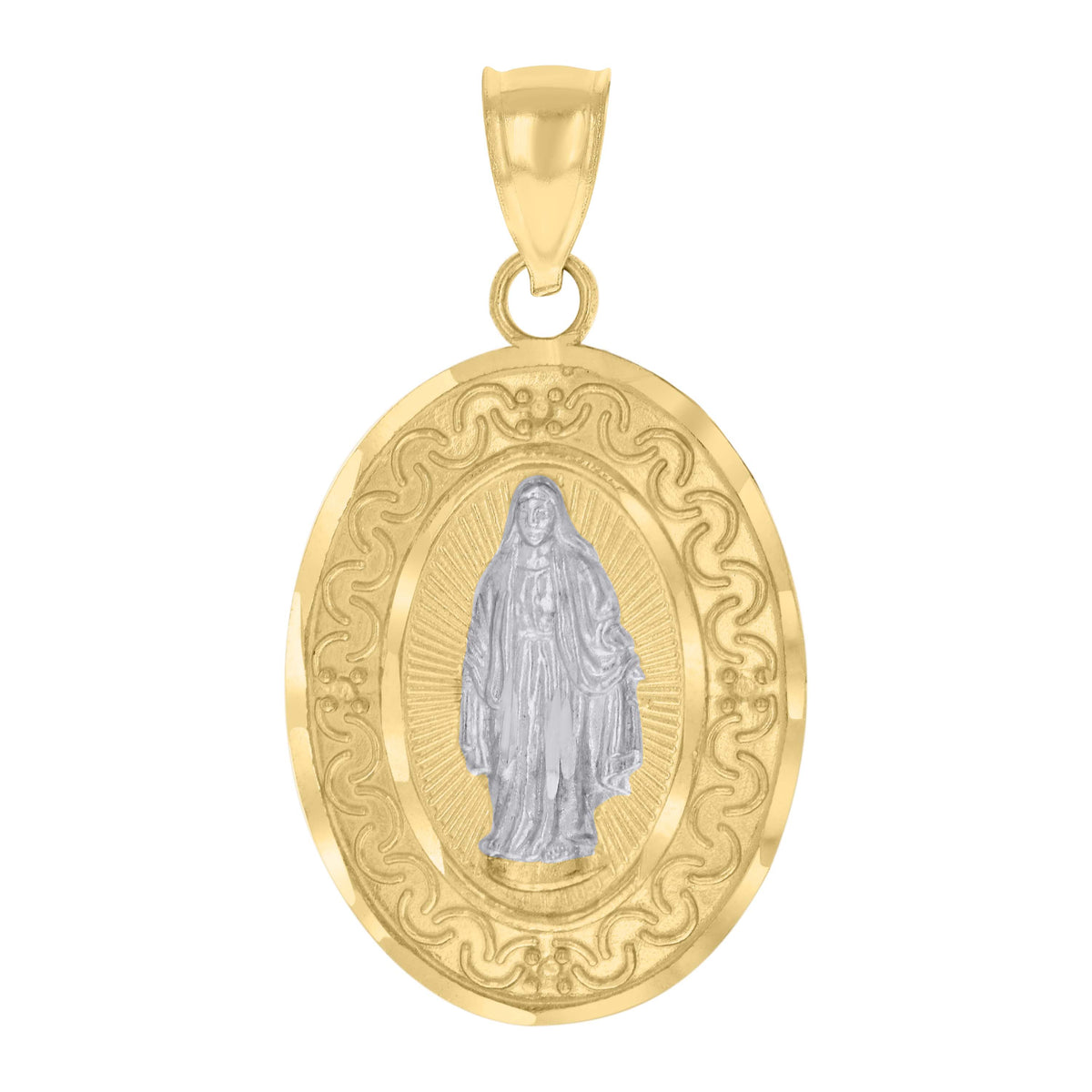 10kt Two-tone Gold Mens Guadalupe Religious Charm Pendant