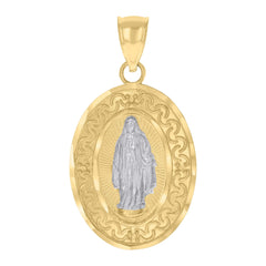 10kt Two-tone Gold Mens Guadalupe Religious Charm Pendant