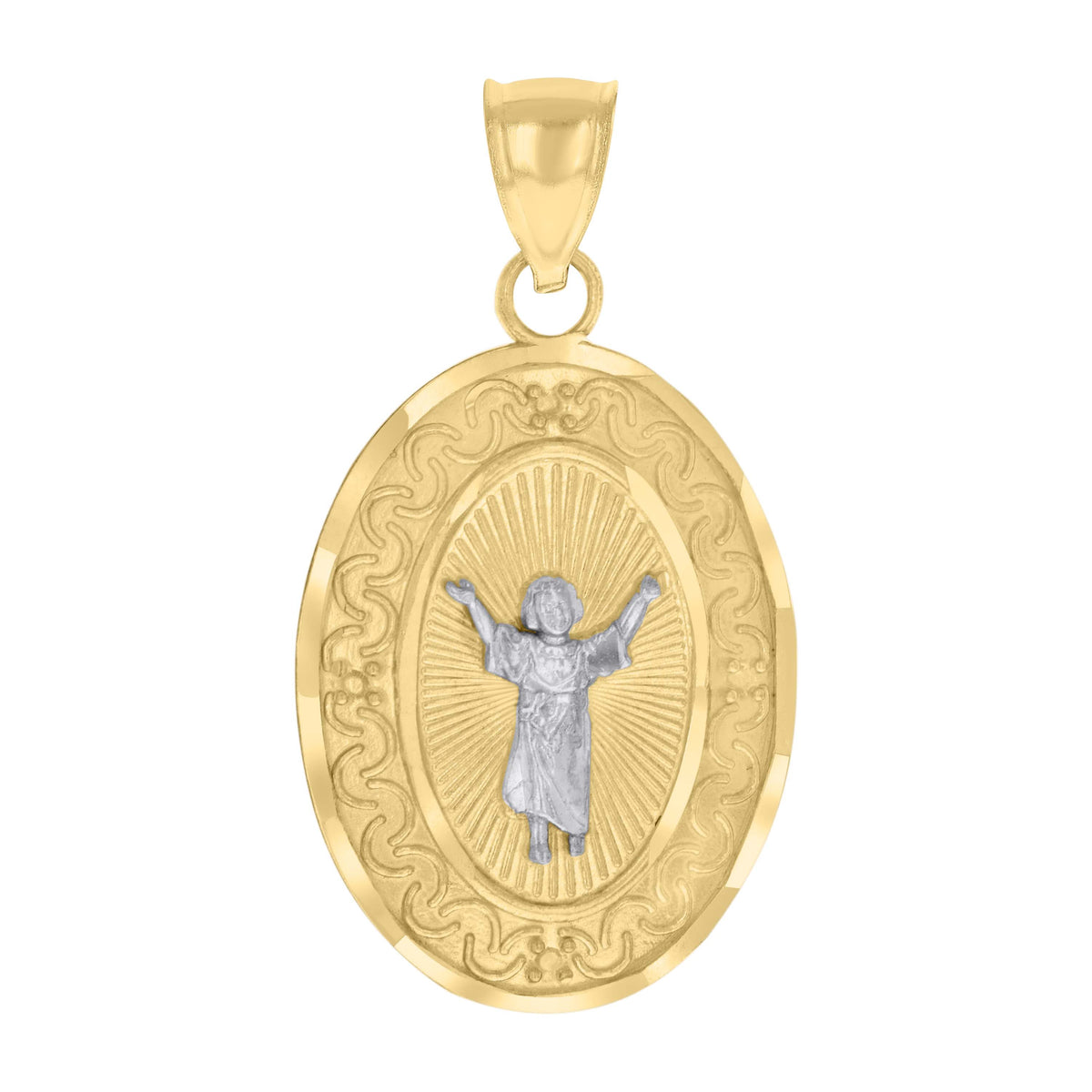 10kt Two-tone Gold Mens Divine Infant Jesus Religious Charm Pendant