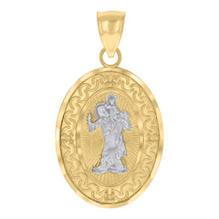 10kt Two-tone Gold Mens St. Christopher Religious Charm Pendant