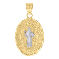 10kt Two-tone Gold Mens St. Benedict Religious Charm Pendant