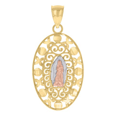 10kt Tri-Color Gold Mens Guadalupe Religious Charm Pendant