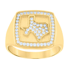 10kt Yellow Gold Mens Cubic-Zirconia Texas Map Ring
