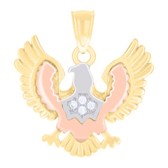 10kt Tri-Color Gold Womens Cubic-Zirconia Eagle Bird Wildlife Charm Pendant