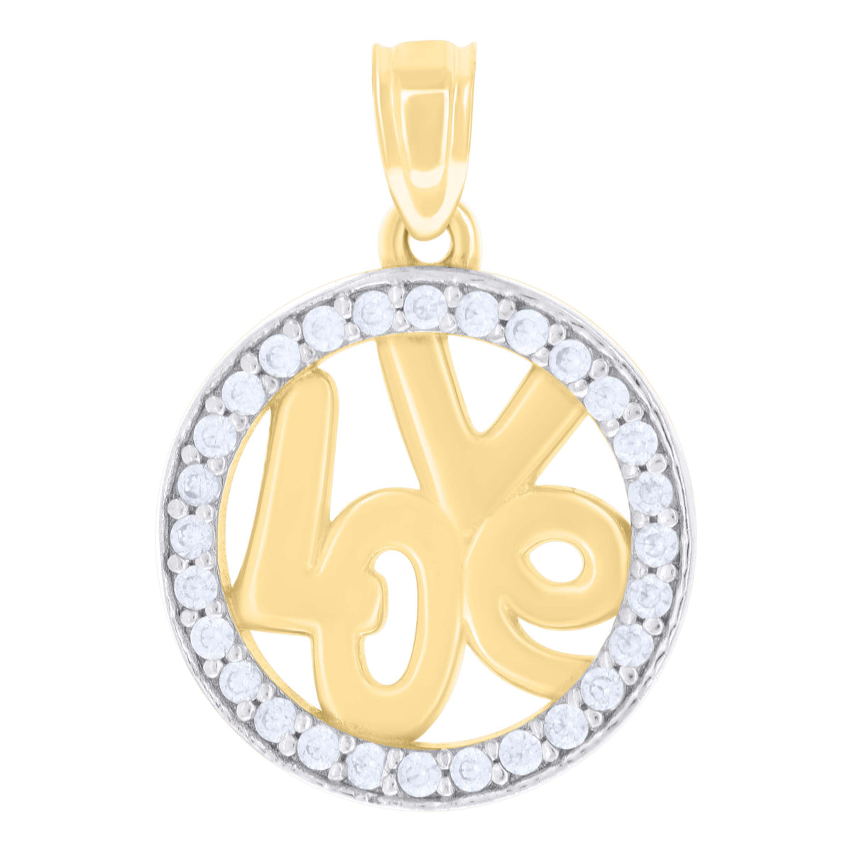 10kt Two-tone Gold Womens Cubic-Zirconia Love Charm Pendant